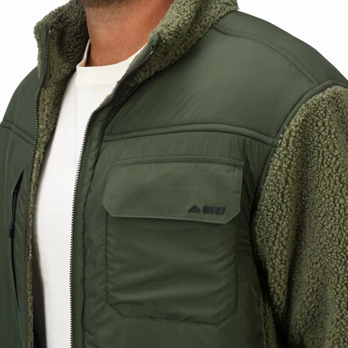 Men Reef Outerwear Cooke Sherpa Jacket Olivine Men Reef Outerwear Cooke Sherpa Jacket Olivine