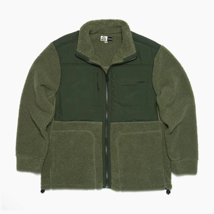 Men Reef Outerwear Cooke Sherpa Jacket Olivine Men Reef Outerwear Cooke Sherpa Jacket Olivine