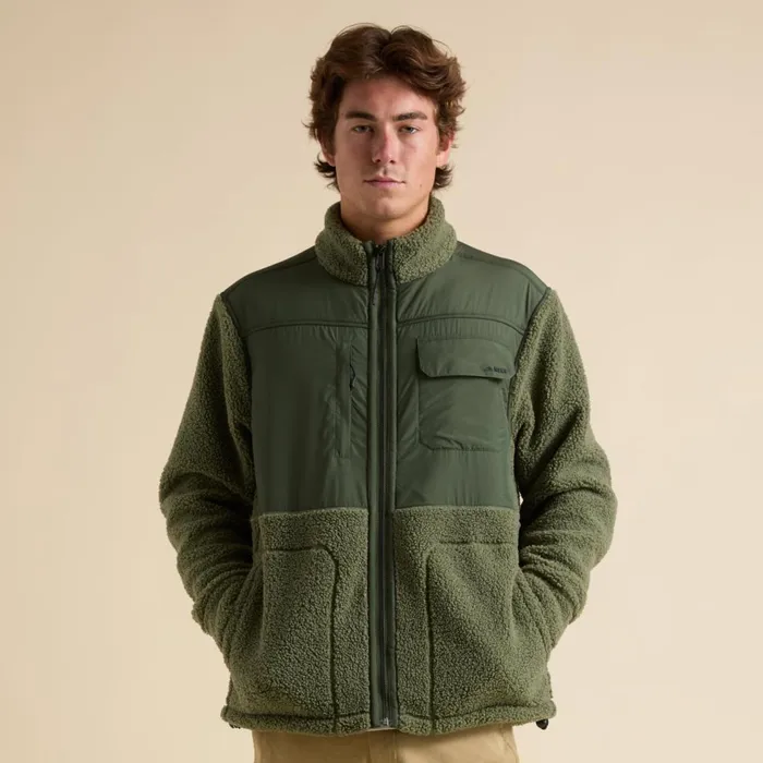 Men Reef Outerwear Cooke Sherpa Jacket Olivine Men Reef Outerwear Cooke Sherpa Jacket Olivine