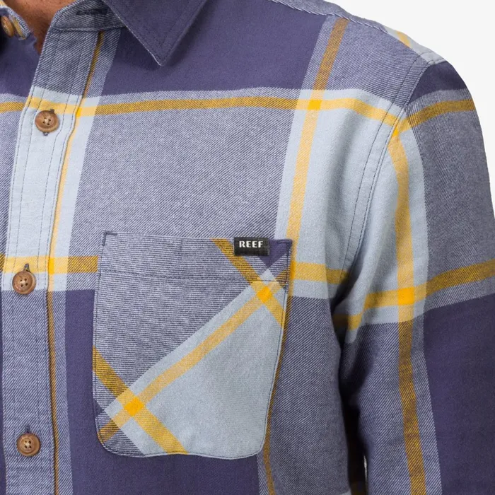 Men Reef Outerwear Morris Long Sleeve Woven Shirt Blue Fog Men Reef Outerwear Morris Long Sleeve Woven Shirt Blue Fog