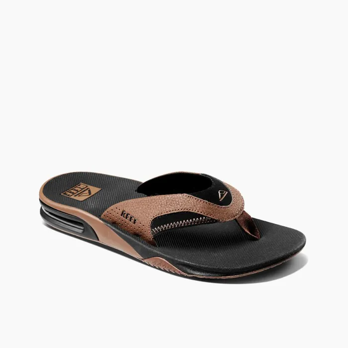 Men Reef Sandals Fanning Black And Tan Men Reef Sandals Fanning Black And Tan