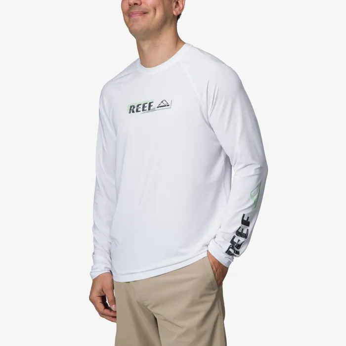 Men Reef TShirts and Shirts Kean Long Sleeve Surf Shirt Upf 50 Bright White