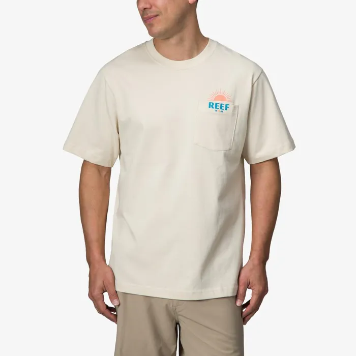 Men Reef TShirts and Shirts Sunrise Pocket Short Sleeve Tee Almond