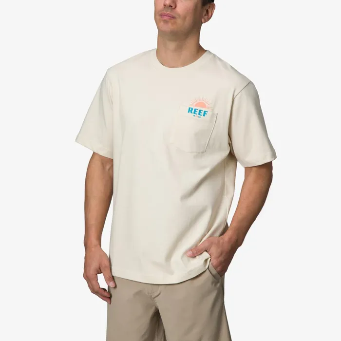 Men Reef TShirts and Shirts Sunrise Pocket Short Sleeve Tee Almond Men Reef TShirts and Shirts Sunrise Pocket Short Sleeve Tee Almond