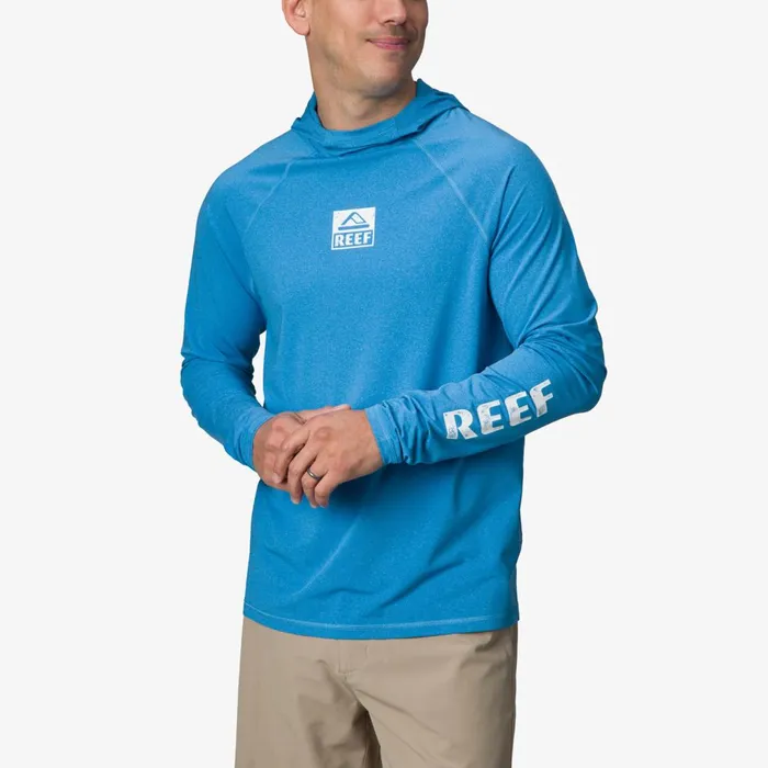 Men Reef TShirts and Shirts Wellie Long Sleeve Hooded Surf Shirt Upf 50 Brilliant Blue Men Reef TShirts and Shirts Wellie Long Sleeve Hooded Surf Shirt Upf 50 Brilliant Blue