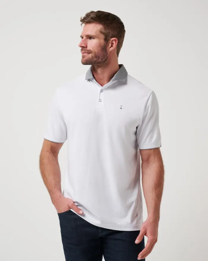 Men RESERVATION NUMBER POLO White TravisMathew Polos