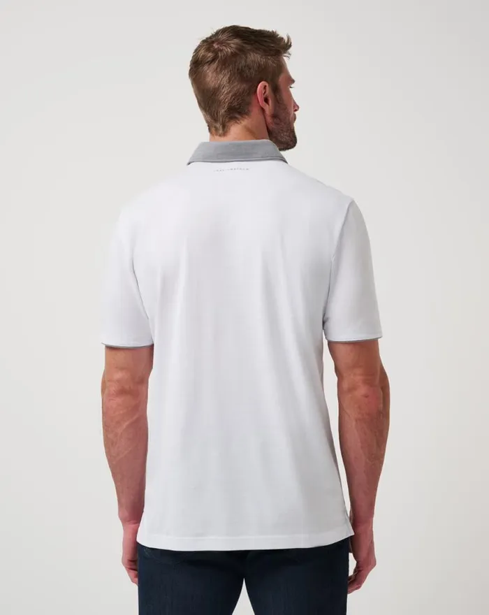 Men RESERVATION NUMBER POLO White TravisMathew Polos