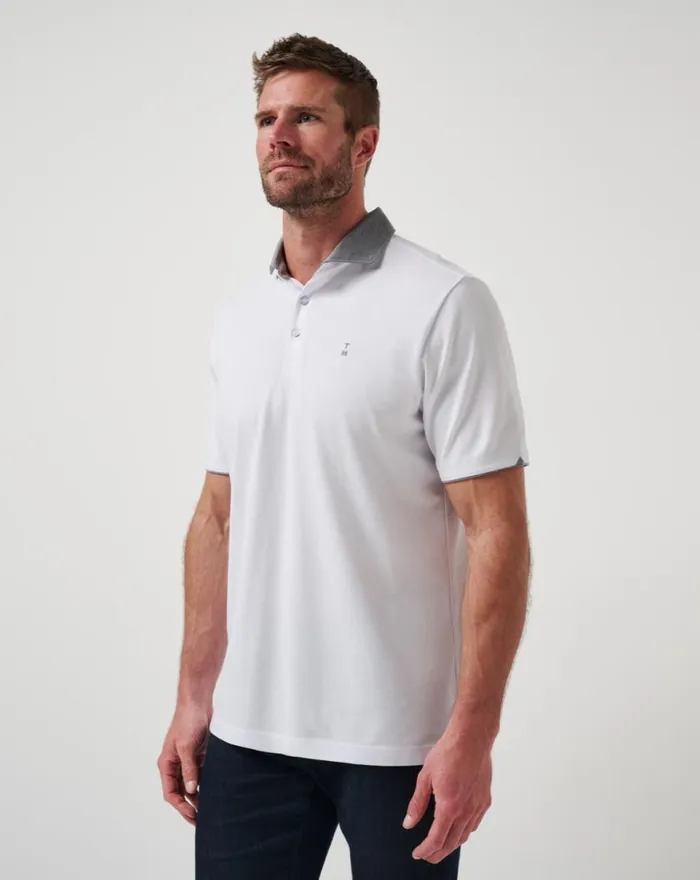 Men RESERVATION NUMBER POLO White TravisMathew Polos