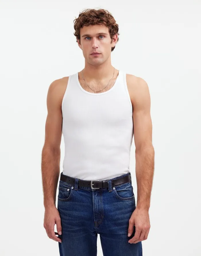 Men Ribbed Tank Soft White Madewell Tees