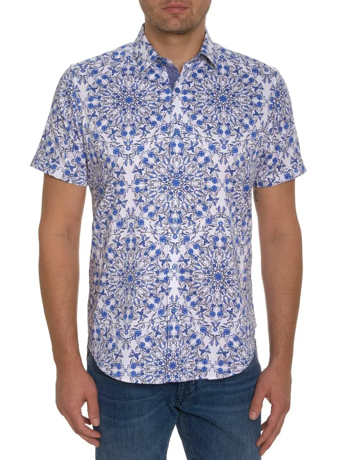 Men Robert Graham Button Down Shirts ANDAZ SHORT SLEEVE BUTTON DOWN SHIRT BLUE