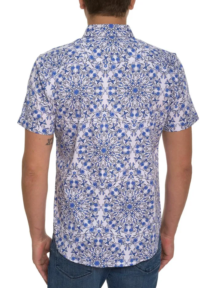 Men Robert Graham Button Down Shirts ANDAZ SHORT SLEEVE BUTTON DOWN SHIRT BLUE