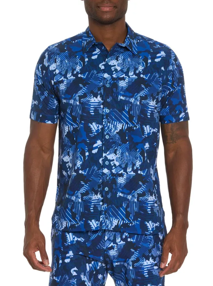 Men Robert Graham Button Down Shirts BLUES CLUB PERFORMANCE SHORT SLEEVE BUTTON DOWN SHIRT BLUE Men Robert Graham Button Down Shirts BLUES CLUB PERFORMANCE SHORT SLEEVE BUTTON DOWN SHIRT BLUE