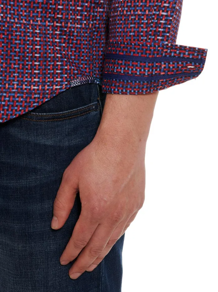 Men Robert Graham Button Down Shirts BRIMSLEY LONG SLEEVE BUTTON DOWN SHIRT BORDEAUX