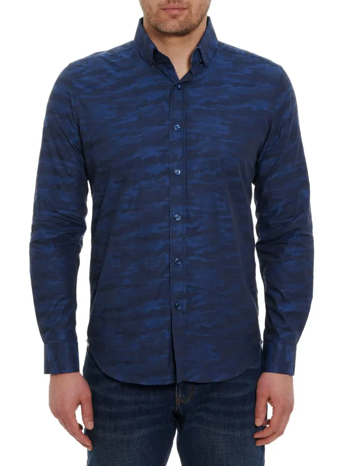 Men Robert Graham Button Down Shirts CAINS LONG SLEEVE BUTTON DOWN SHIRT NAVY