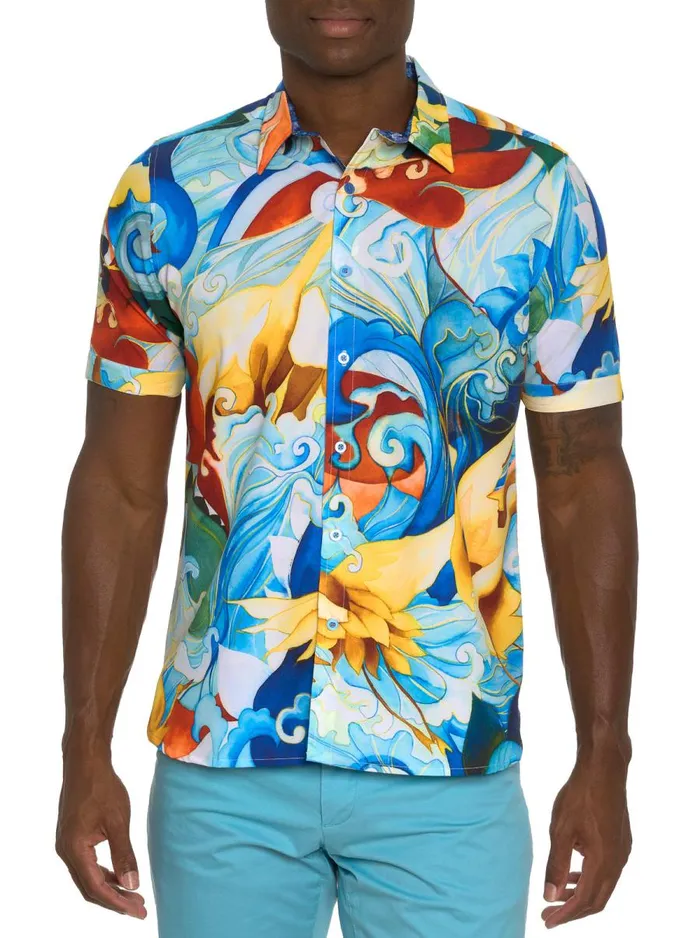 Men Robert Graham Button Down Shirts GOLDIE BEACH TO BAR SHORT SLEEVE BUTTON DOWN SHIRT MULTI Men Robert Graham Button Down Shirts GOLDIE BEACH TO BAR SHORT SLEEVE BUTTON DOWN SHIRT MULTI