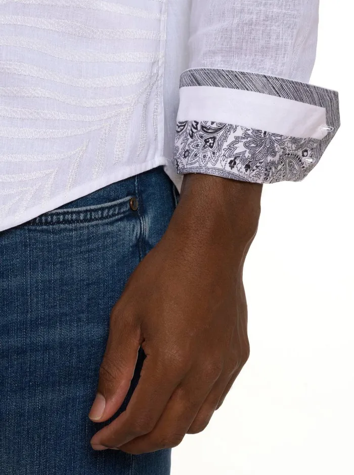 Men Robert Graham Button Down Shirts GRAND PALMS LONG SLEEVE BUTTON DOWN SHIRT WHITE