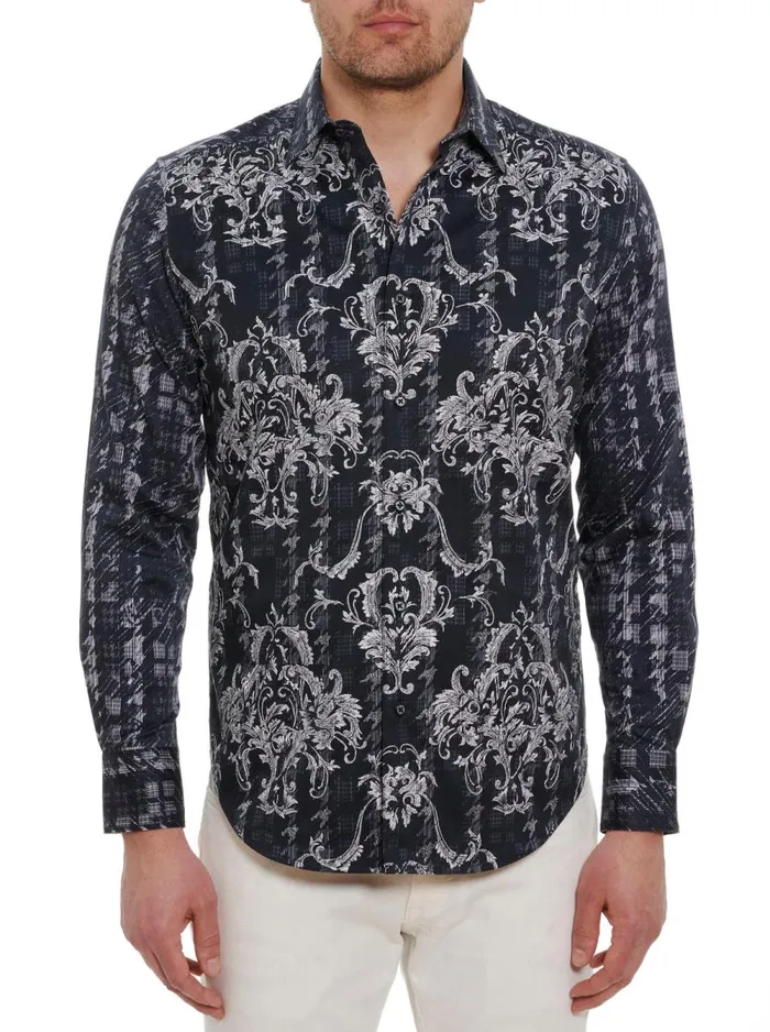 Men Robert Graham Button Down Shirts HELIOS LONG SLEEVE BUTTON DOWN SHIRT BLACK Men Robert Graham Button Down Shirts HELIOS LONG SLEEVE BUTTON DOWN SHIRT BLACK
