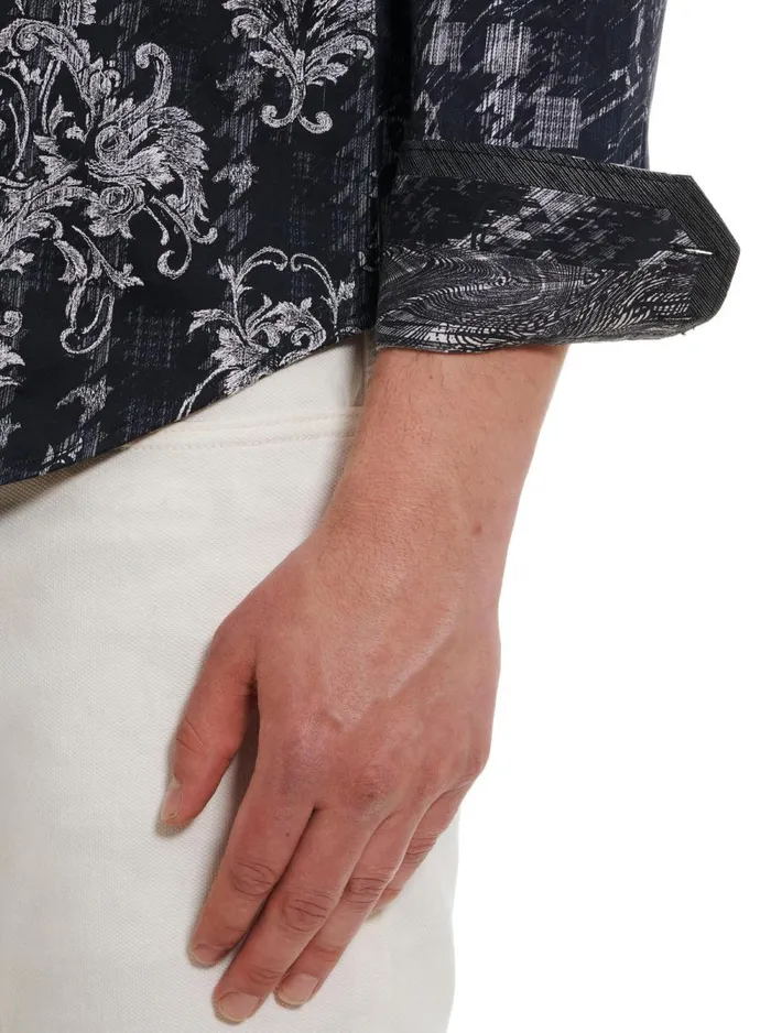 Men Robert Graham Button Down Shirts HELIOS LONG SLEEVE BUTTON DOWN SHIRT BLACK
