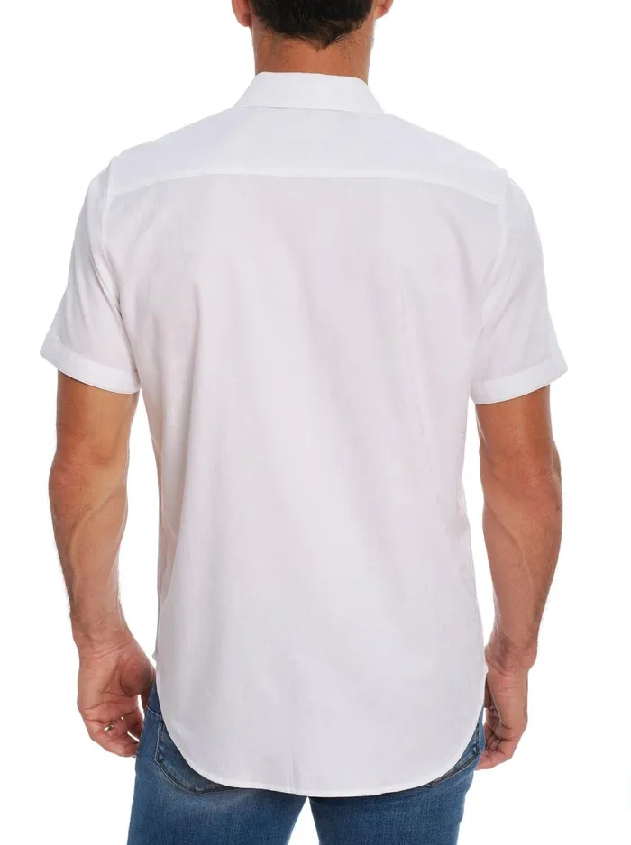 Men Robert Graham Button Down Shirts HIGHLAND SHORT SLEEVE BUTTON DOWN SHIRT WHITE