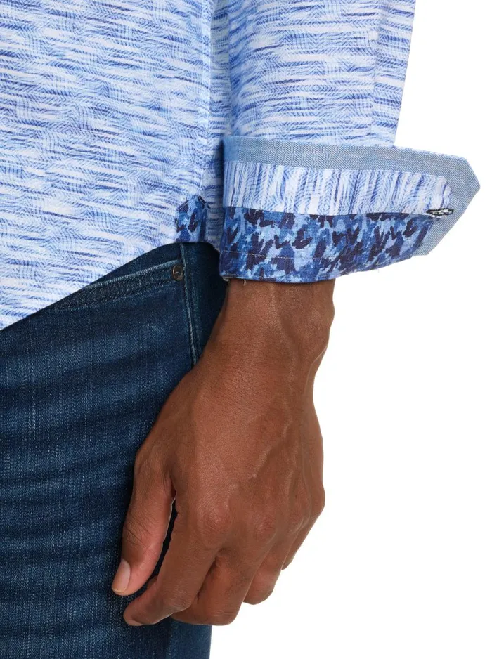 Men Robert Graham Button Down Shirts LIGHT YEAR LONG SLEEVE BUTTON DOWN SHIRT BLUE