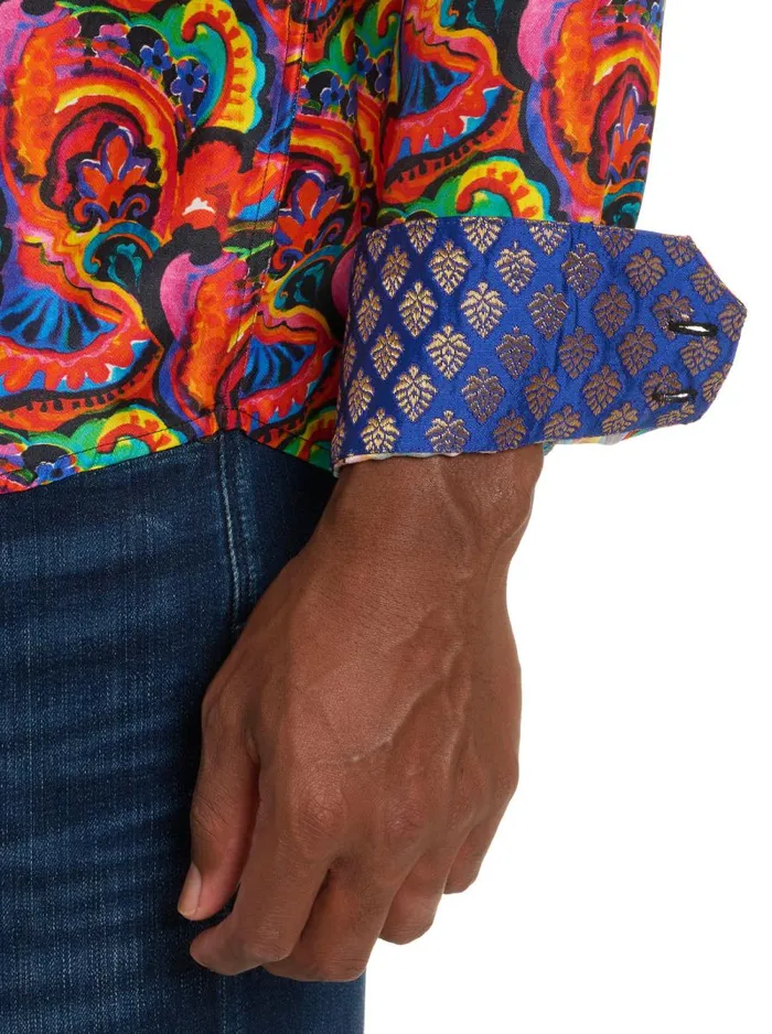 Men Robert Graham Button Down Shirts LIMITED EDITION INTERWOVEN NEON LONG SLEEVE BUTTON DOWN SHIRT MULTI