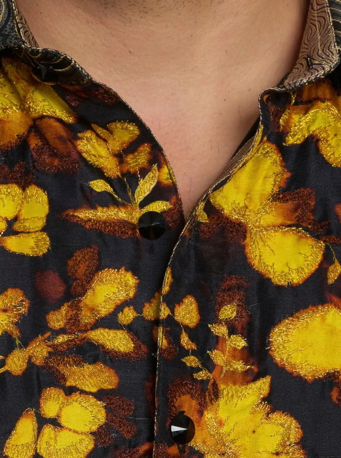 Men Robert Graham Button Down Shirts LIMITED EDITION THE CLINT LONG SLEEVE BUTTON DOWN SHIRT BLACK