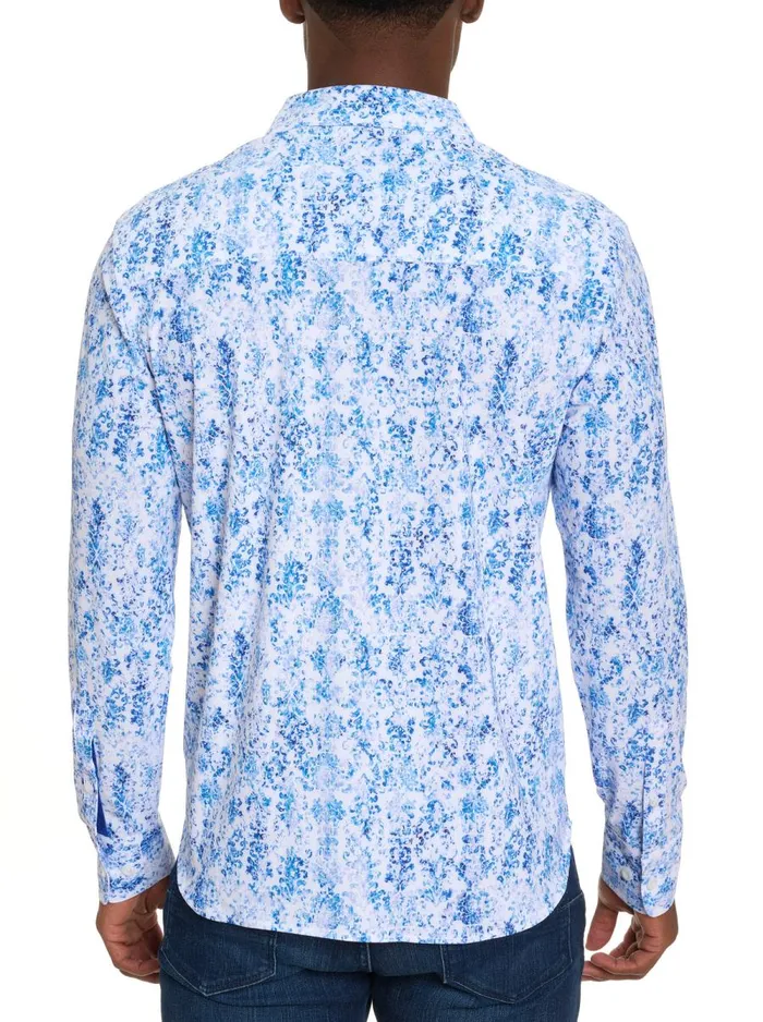 Men Robert Graham Button Down Shirts LOWERY PERFORMANCE LONG SLEEVE KNIT BLUE