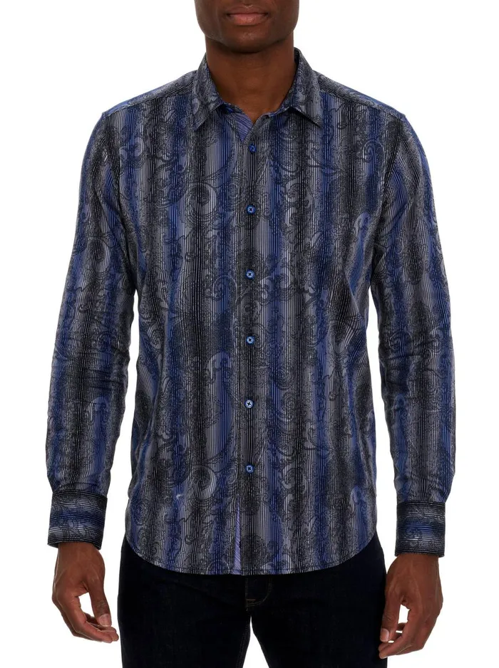 Men Robert Graham Button Down Shirts MILKY WAY LONG SLEEVE BUTTON DOWN SHIRT NAVY Men Robert Graham Button Down Shirts MILKY WAY LONG SLEEVE BUTTON DOWN SHIRT NAVY