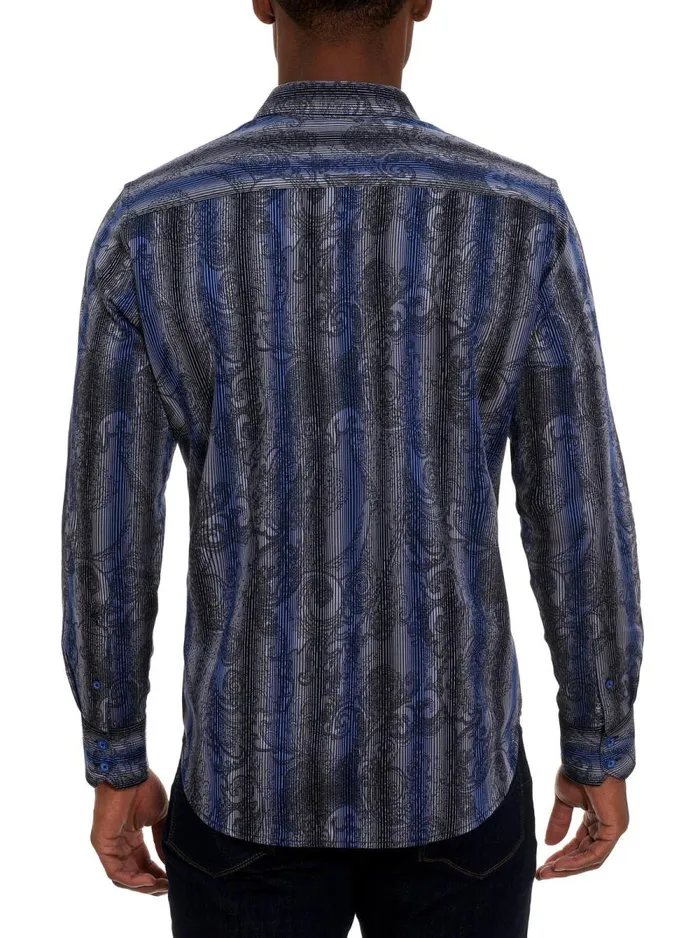 Men Robert Graham Button Down Shirts MILKY WAY LONG SLEEVE BUTTON DOWN SHIRT NAVY