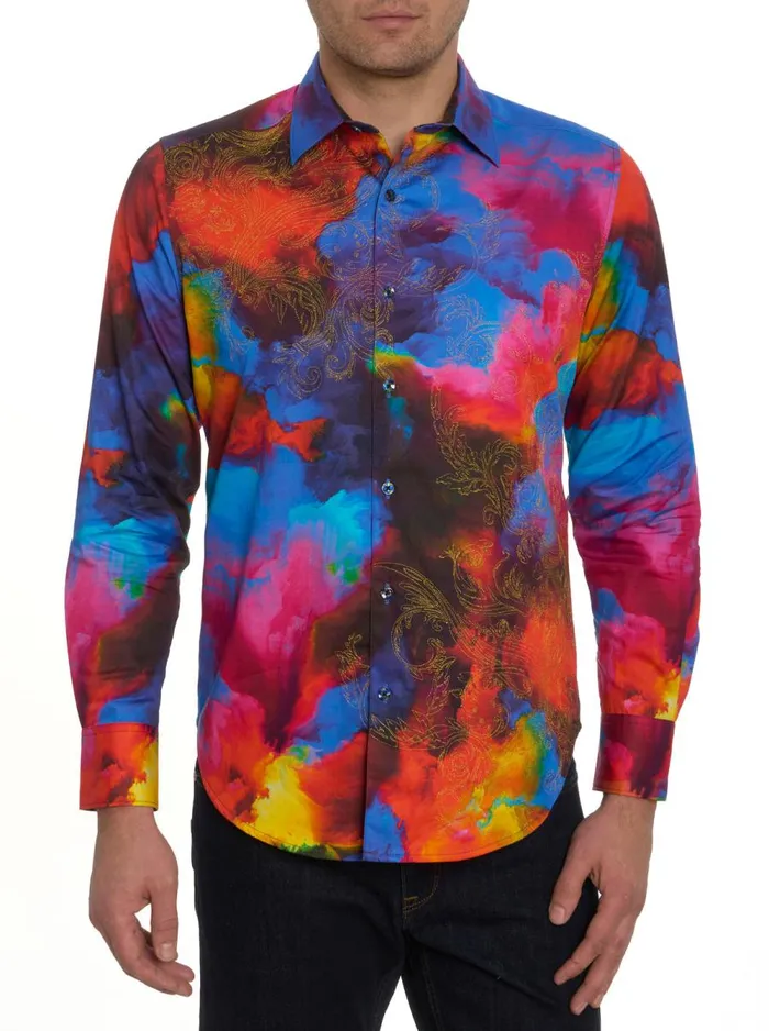 Men Robert Graham Button Down Shirts NEON NERVES LONG SLEEVE BUTTON DOWN SHIRT MULTI