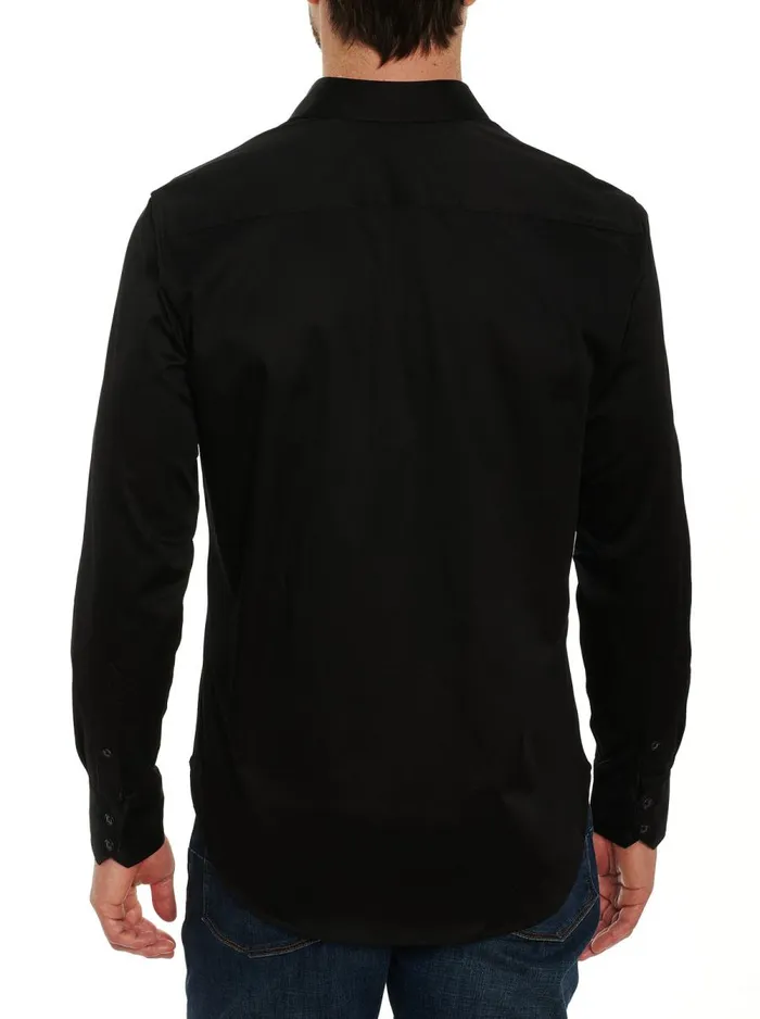 Men Robert Graham Button Down Shirts RIGHTEOUS 2 LONG SLEEVE BUTTON DOWN SHIRT BLACK