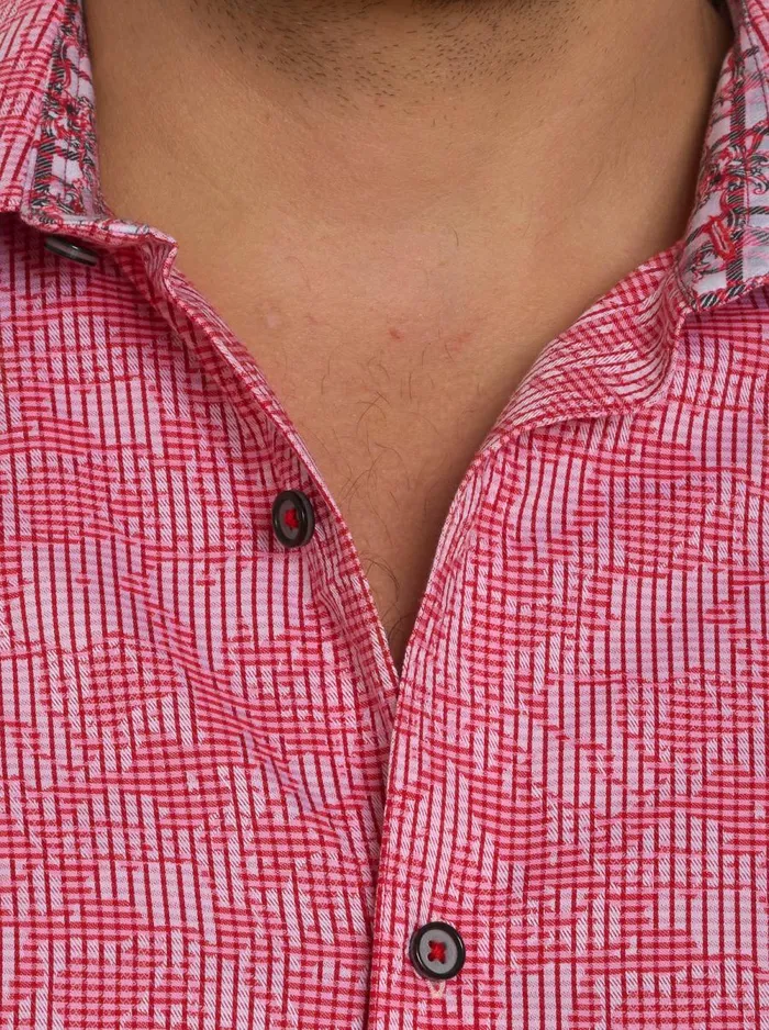 Men Robert Graham Long Sleeve Button Down Shirts ELECTRIC SLIDE LONG SLEEVE BUTTON DOWN SHIRT RED