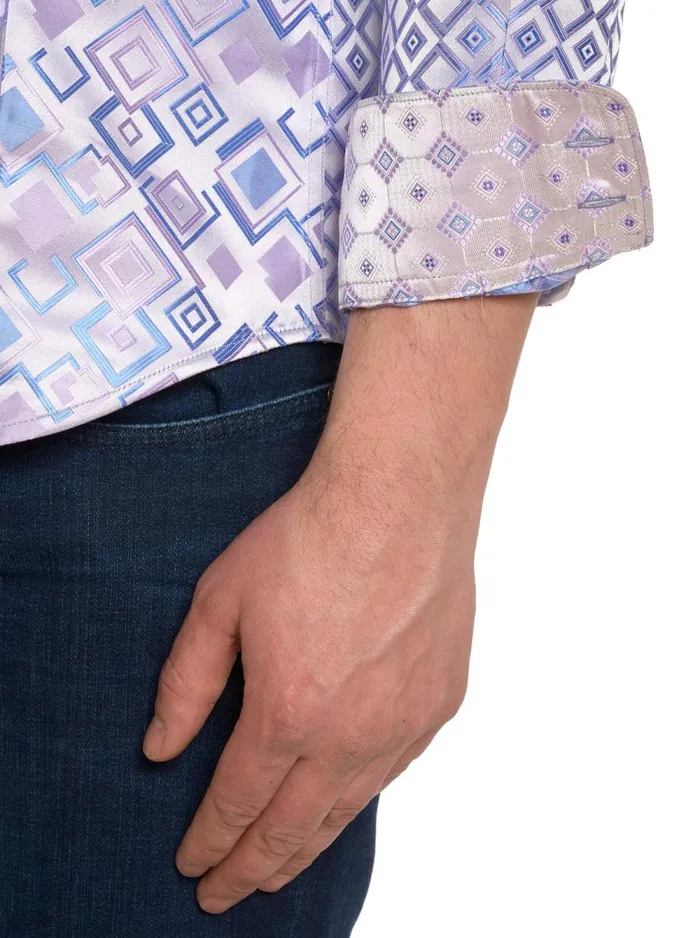 Men Robert Graham Long Sleeve Button Down Shirts LIMITED EDITION ENTREPRENEUR LONG SLEEVE BUTTON DOWN SHIRT PURPLE