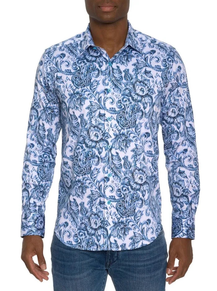 Men Robert Graham Long Sleeve Button Down Shirts MILLENNIUM LONG SLEEVE BUTTON DOWN SHIRT DARK TEAL Men Robert Graham Long Sleeve Button Down Shirts MILLENNIUM LONG SLEEVE BUTTON DOWN SHIRT DARK TEAL