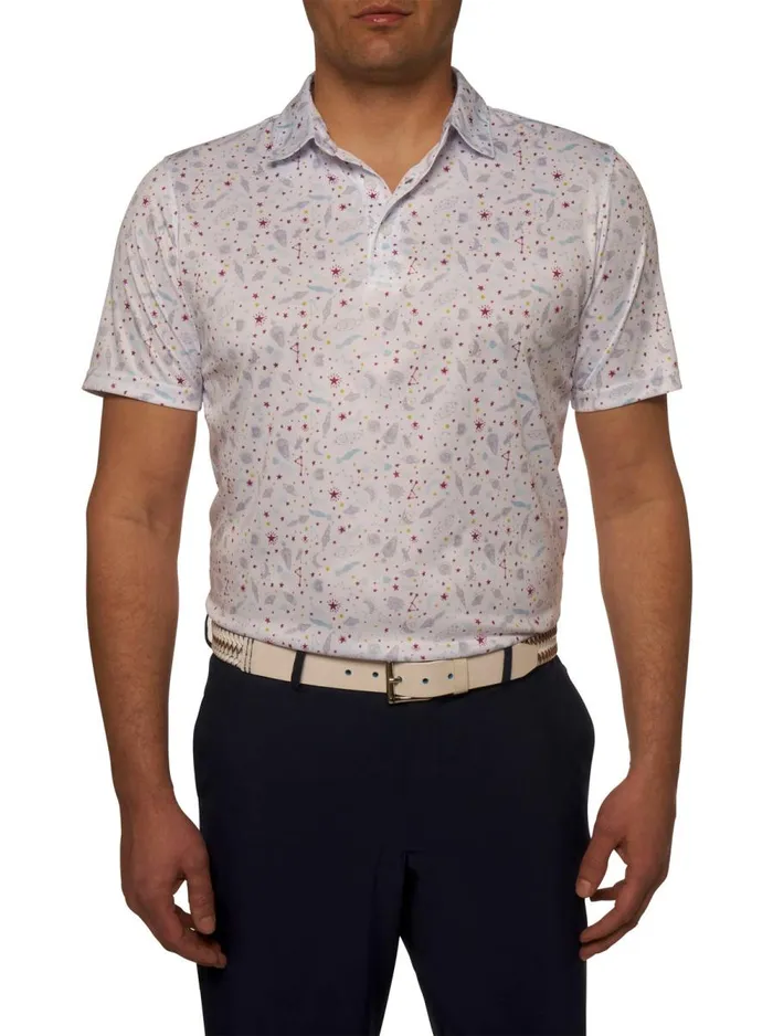 Men Robert Graham Polos and TShirts ASTERIOD PERFORMANCE POLO WHITE