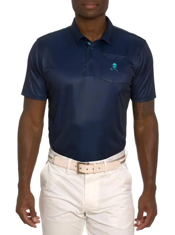 Men Robert Graham Polos and TShirts BLADE IRON PERFORMANCE POLO NAVY