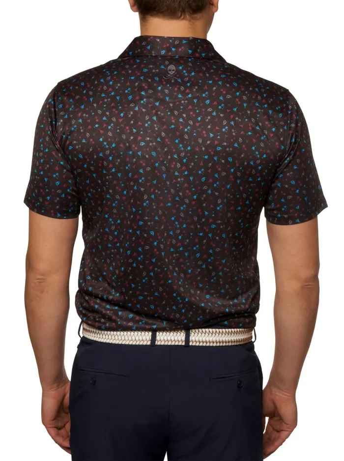 Men Robert Graham Polos and TShirts DRINK AND SAIL PERFORMANCE POLO BLACK