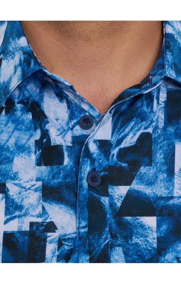 Men Robert Graham Polos and TShirts TETRIS BLOCKS PERFORMANCE POLO BLUE