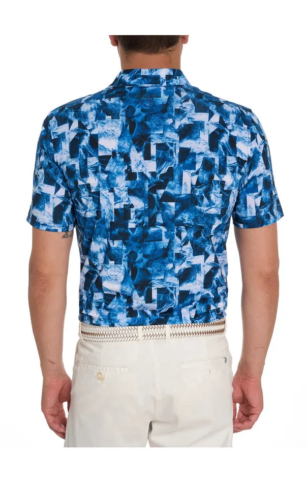 Men Robert Graham Polos and TShirts TETRIS BLOCKS PERFORMANCE POLO BLUE