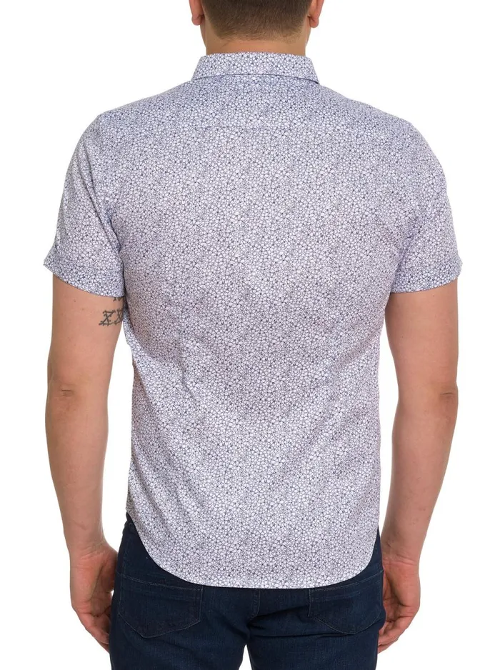Men Robert Graham Short Sleeve Button Down Shirts BELL FLOWER SHORT SLEEVE BUTTON DOWN SHIRT NAVY