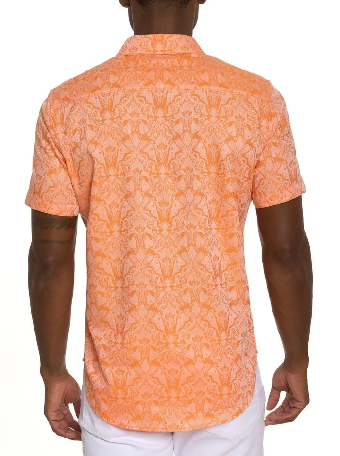 Men Robert Graham Short Sleeve Button Down Shirts HIGHLAND SHORT SLEEVE BUTTON DOWN SHIRT ORANGE