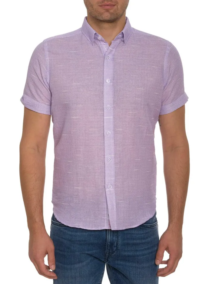 Men Robert Graham Short Sleeve Button Down Shirts SLOAN SHORT SLEEVE BUTTON DOWN SHIRT LAVENDER Men Robert Graham Short Sleeve Button Down Shirts SLOAN SHORT SLEEVE BUTTON DOWN SHIRT LAVENDER