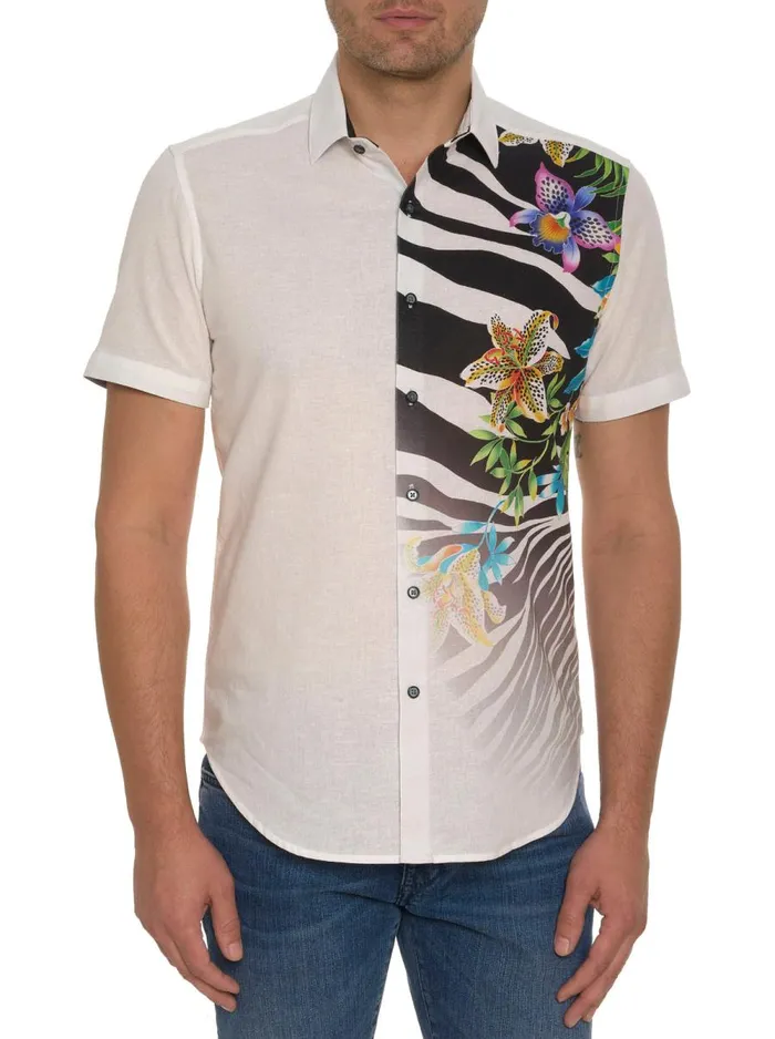 Men Robert Graham Short Sleeve Button Down Shirts THE ACE SHORT SLEEVE BUTTON DOWN SHIRT WHITE Men Robert Graham Short Sleeve Button Down Shirts THE ACE SHORT SLEEVE BUTTON DOWN SHIRT WHITE