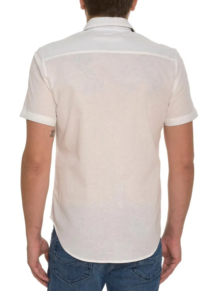 Men Robert Graham Short Sleeve Button Down Shirts THE ACE SHORT SLEEVE BUTTON DOWN SHIRT WHITE