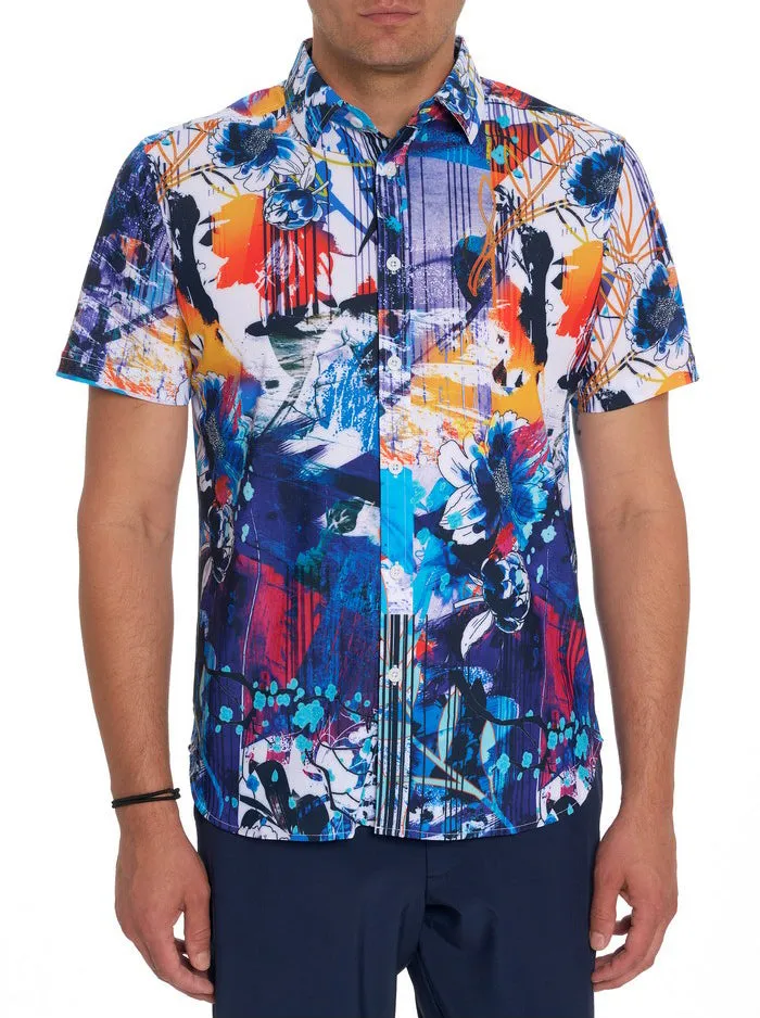 Men Robert Graham Sweaters and Knits GARDEN RETRO PERFORMANCE SHORT SLEEVE KNIT SHIRT MULTI Men Robert Graham Sweaters and Knits GARDEN RETRO PERFORMANCE SHORT SLEEVE KNIT SHIRT MULTI