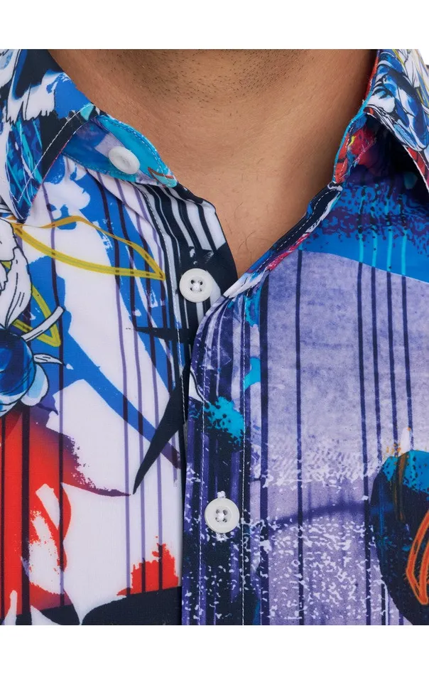 Men Robert Graham Sweaters and Knits GARDEN RETRO PERFORMANCE SHORT SLEEVE KNIT SHIRT MULTI