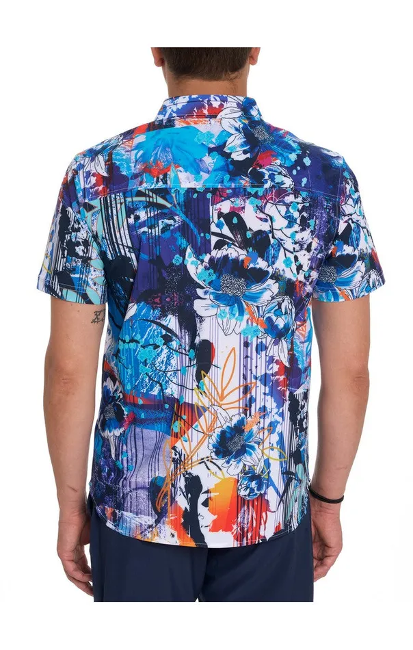 Men Robert Graham Sweaters and Knits GARDEN RETRO PERFORMANCE SHORT SLEEVE KNIT SHIRT MULTI