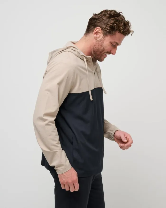 Men ROCKY SHORE QUARTER ZIP HOODIE Oxford Tan TravisMathew Hoodies and Sweatshirts