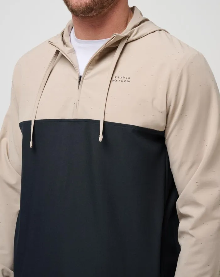 Men ROCKY SHORE QUARTER ZIP HOODIE Oxford Tan TravisMathew Hoodies and Sweatshirts