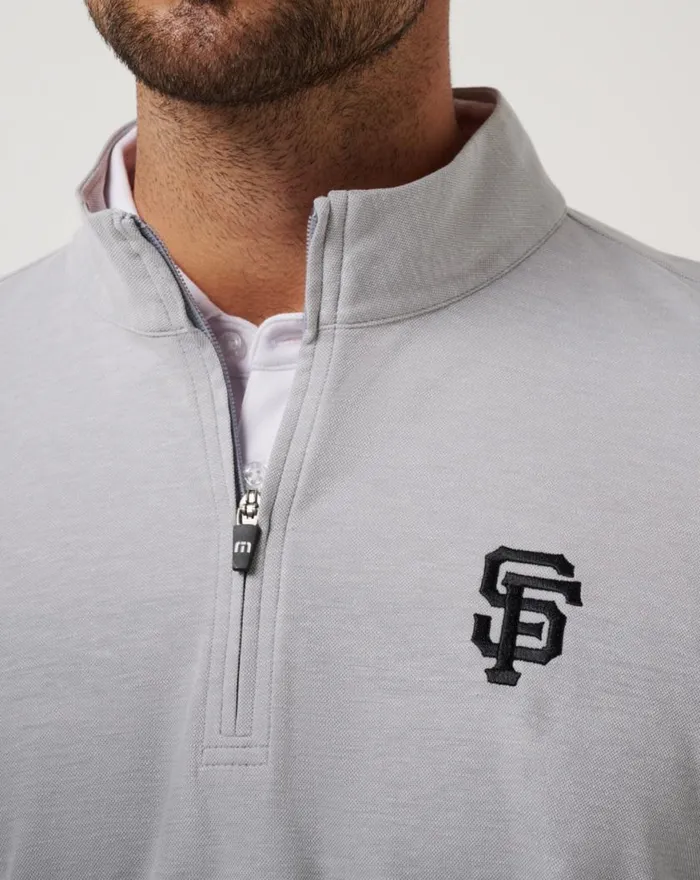 Men SAN FRANCISCO GIANTS TIME TO TAILGATE QUARTER ZIP Heather Grey TravisMathew Quarter Zips